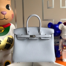 Hermes Birkin 25CM Togo T0 Bleu Brume Silver Hardware Handmade