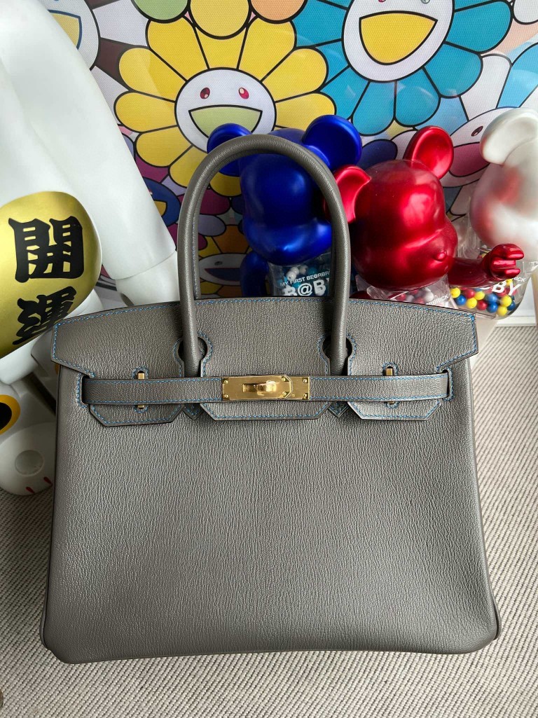 Uncle Bench Hermes Birkin Chevre 8F Etain & sapphire Gold Hardware 30cm ...